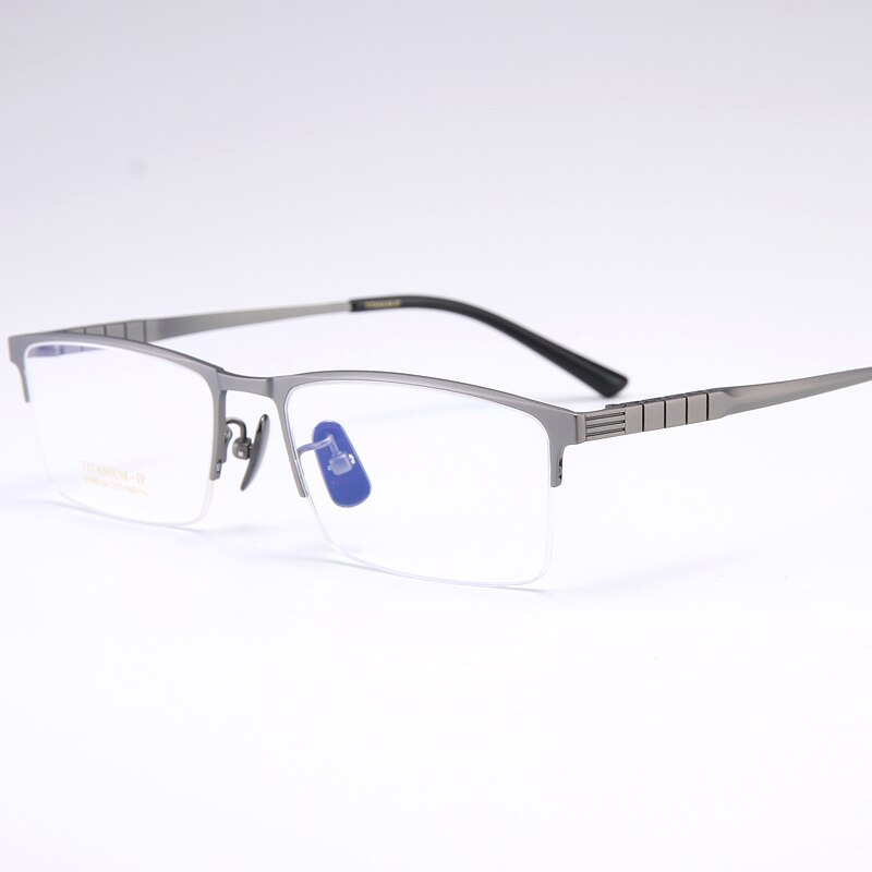 Bclear Men's Semi Rim Square Titanium Eyeglasses My91065 Semi Rim Bclear Gray  