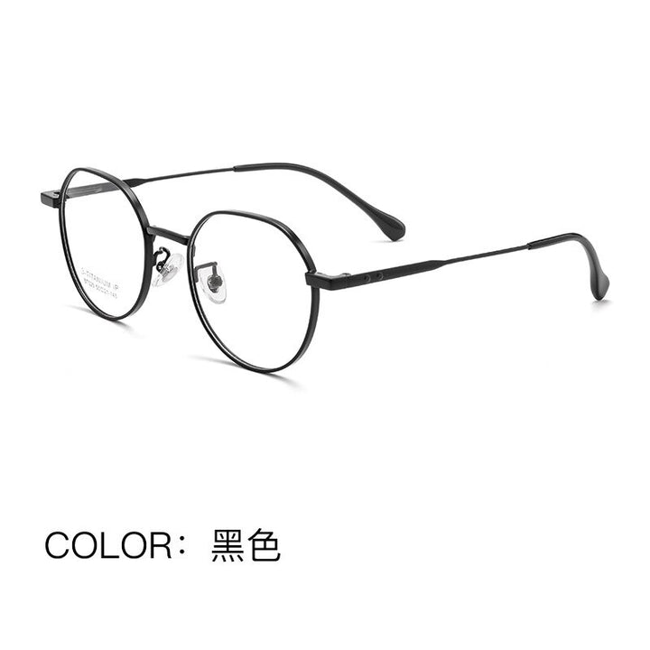 Yimaruili Unisex Full Rim Polygonal Titanium Eyeglasses Bt020t Full Rim Yimaruili Eyeglasses Black  