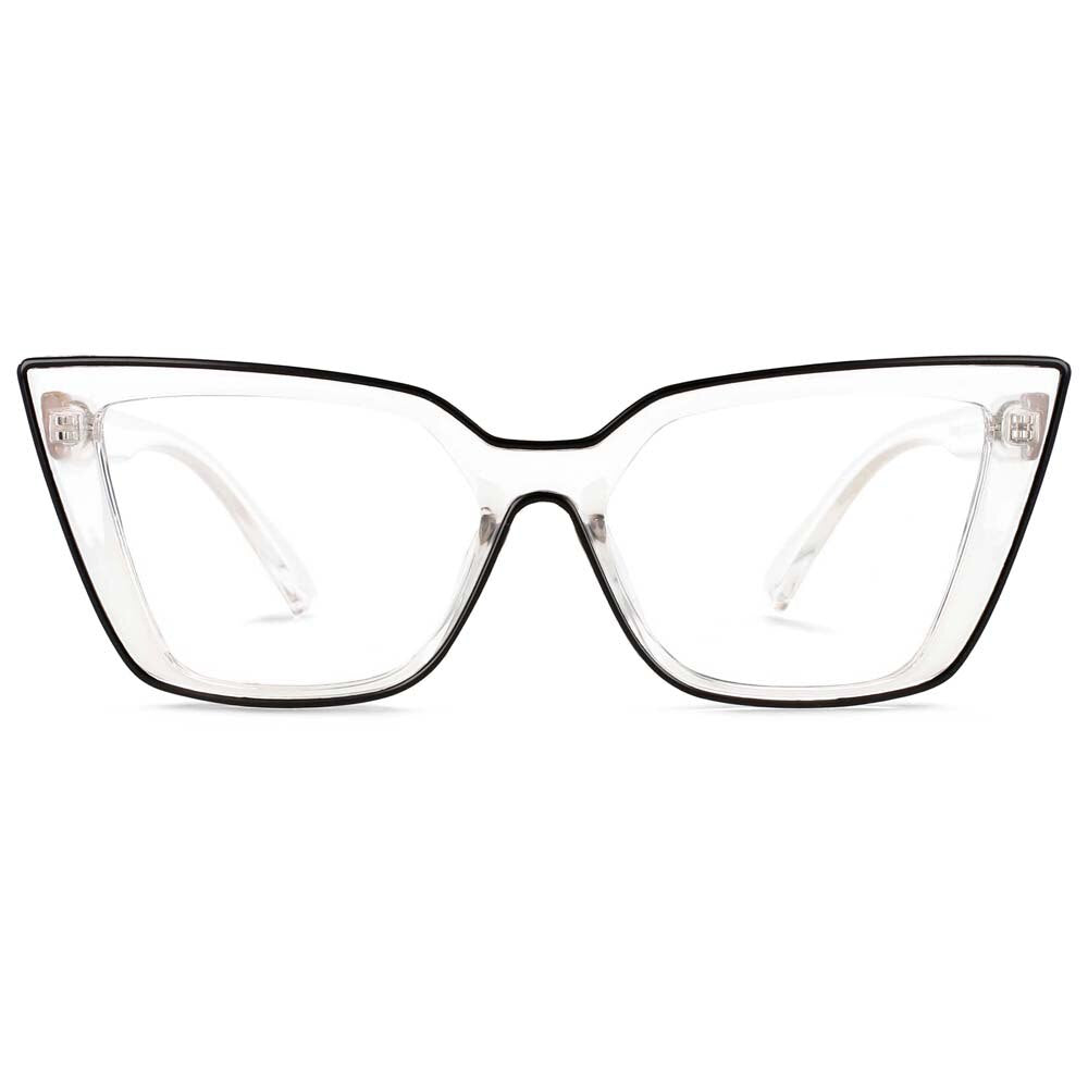 CCspace Women's Full Rim Square Flat Top Cat Eye Acetate Alloy Eyeglasses 55338 Full Rim CCspace China Blackc3 