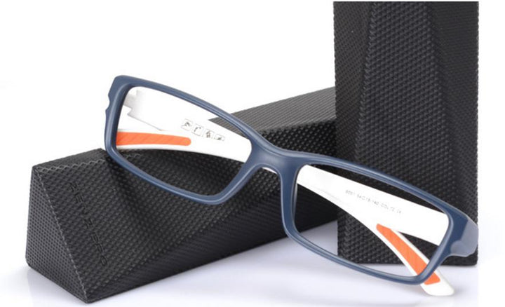 Cubojue Unisex Full Rim Square Tr 90 Titanium Myopic Reading Glasses Reading Glasses Cubojue no function lens 0 blue and white 