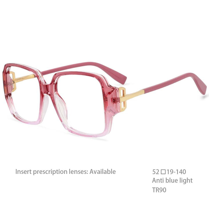 CCSpace Women's Full Rim Square Tr 90 Titanium Frame Eyeglasses 54467 Full Rim CCspace China Pink 