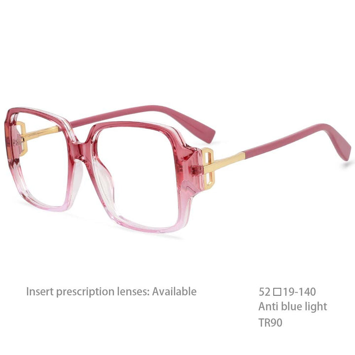 CCspace Women's Full Rim Square Tr 90 Titanium Frame Eyeglasses 54467 Full Rim CCspace China Pink 