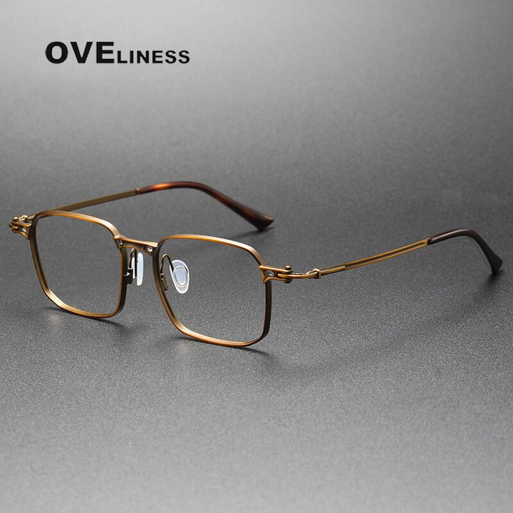 Oveliness Unisex Full Rim Square Titanium Eyeglasses 5892 Full Rim Oveliness bronze  