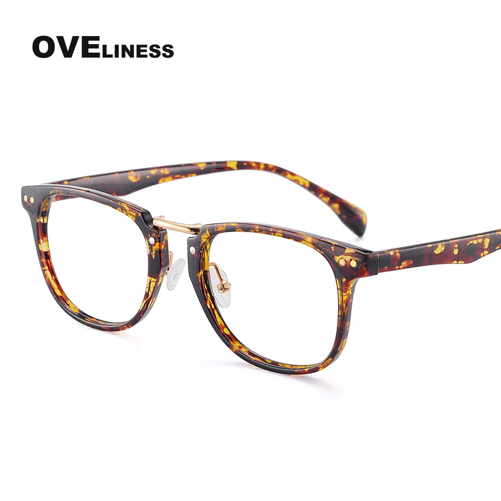 Oveliness Unisex Full Rim Round Square Tr 90 Titanium Eyeglasses 2639 Full Rim Oveliness tortoise  