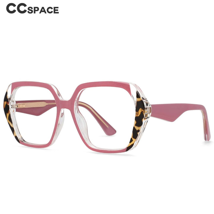 CCspace Women's Full Rim Irregular Square Tr 90 Titanium Eyeglasses 55340 Full Rim CCspace   