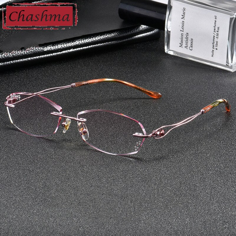 Chashma Women's Rimless Oval Rectangle Titanium Eyeglasses 2267 Rimless Chashma   