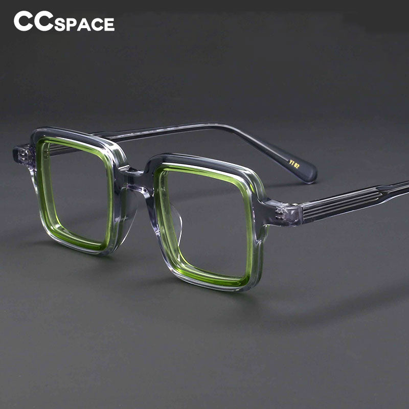 CCspace Unisex Full Rim Small Square Acetate Eyeglasses 55308 Full Rim CCspace   