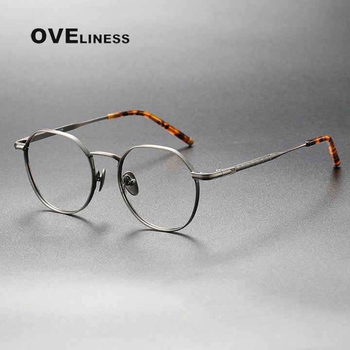 Oveliness Unisex Full Rim Round Square Titanium Eyeglasses Mira Full Rim Oveliness gun  