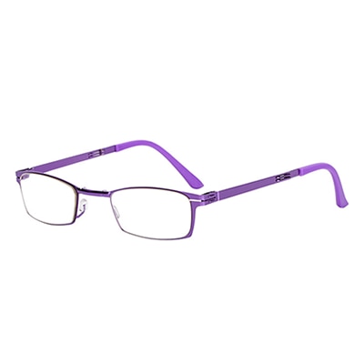 Ralfterty Unisex Full Rim Small Square Alloy Folding Hyperopic Folding Reading Glasses D827 Reading Glasses Ralferty China +100 Purple-No Glass Case