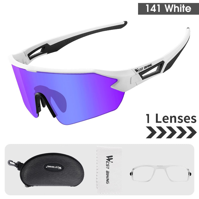 West Biking Unisex Semi Rim Tr 90 Polarized Sport Sunglasses YP0703141 Sunglasses West Biking 1Len White 141 UV400 -1Lens United States