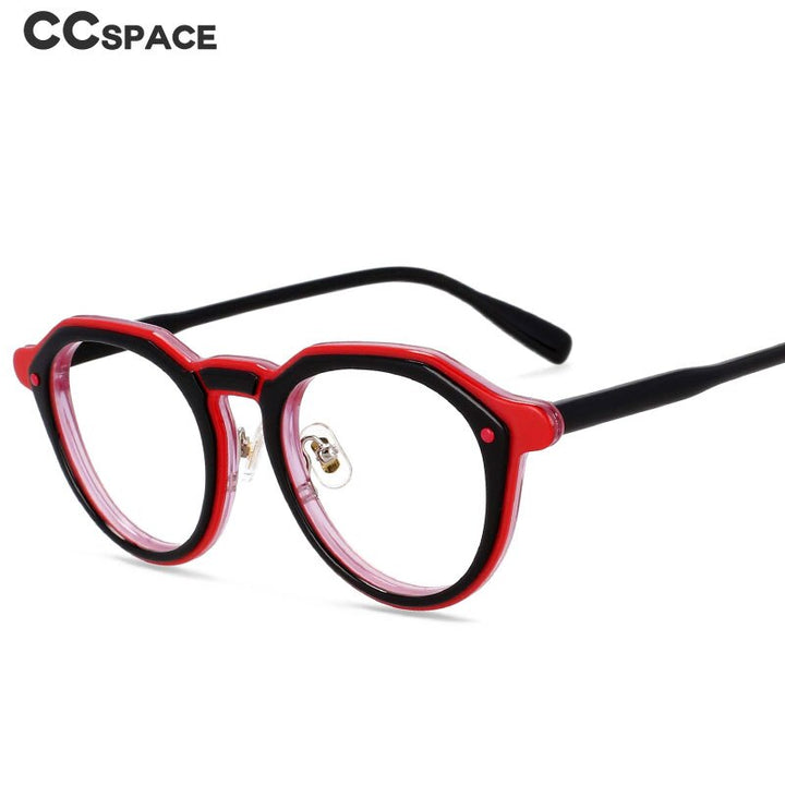 CCspace Unisex Full Rim Round Acetate Frame Eyeglasses 54541 Full Rim CCspace   