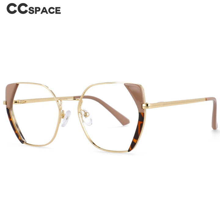 CCSpace Women's Full Rim Polygonal Cat Eye Alloy Acetate Frame Eyeglasses 54175 Full Rim CCspace   