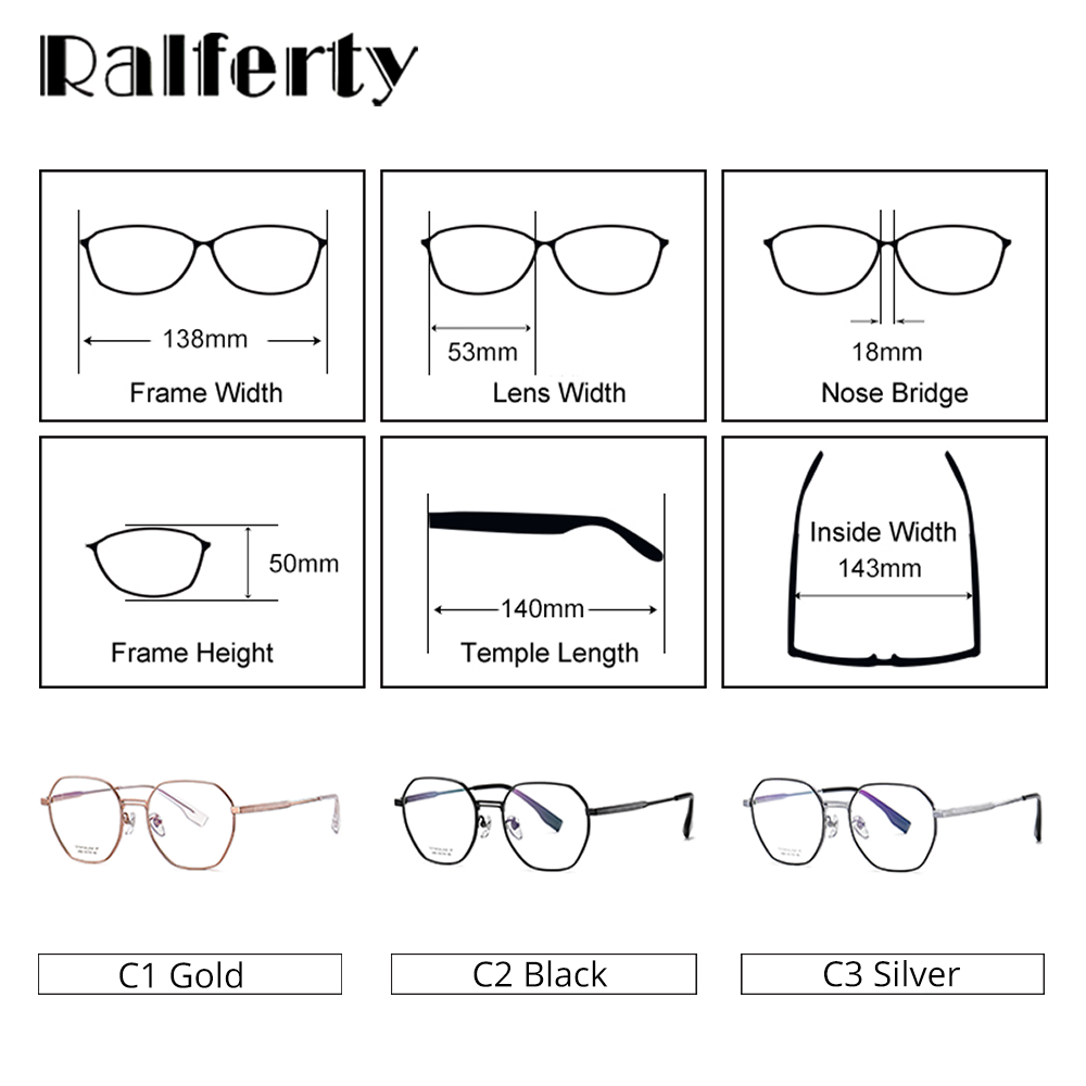 Ralferty Unisex Full Rim Polygon Titanium Eyeglasses D2025 Full Rim Ralferty   