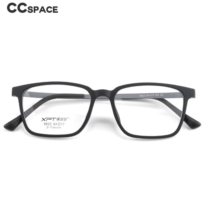 CCspace Unisex Full Rim Square Titanium Eyeglasses 49645 Full Rim CCspace   