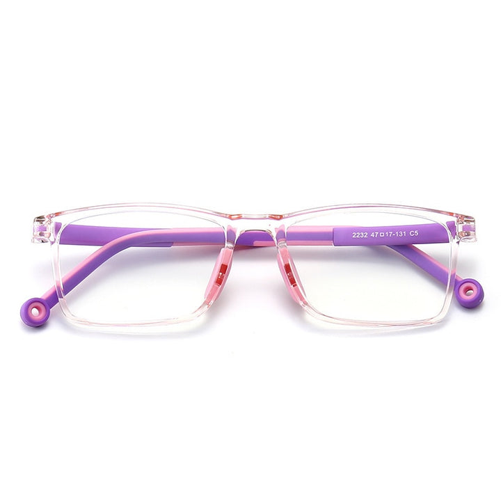 CCSpace Unisex Youth Full Rim Square Silicone Eyeglasses 54673 Full Rim CCspace Pink purple China 