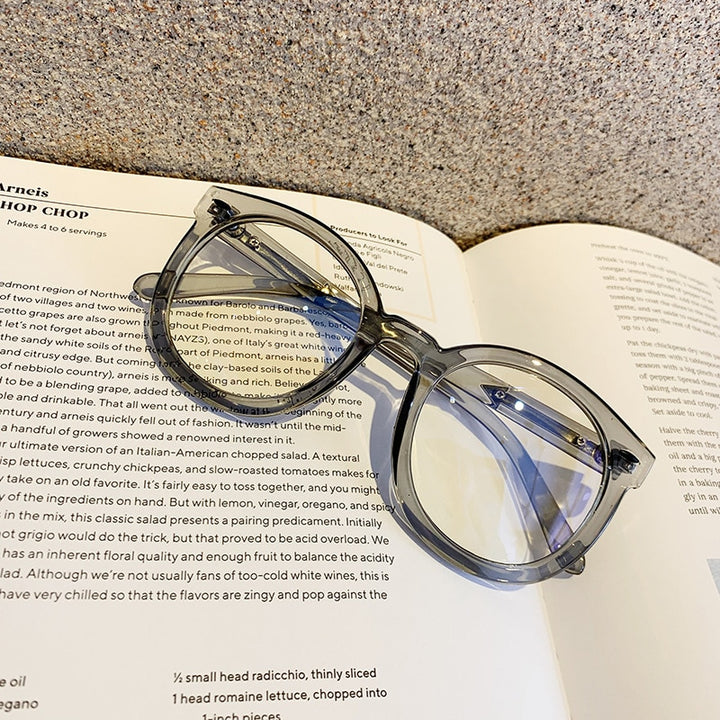 Cubojue Unisex Full Rim Round Square Tr 90 Titanium Round Myopic Reading Glasses Reading Glasses Cubojue anti blue light 0 Gray 