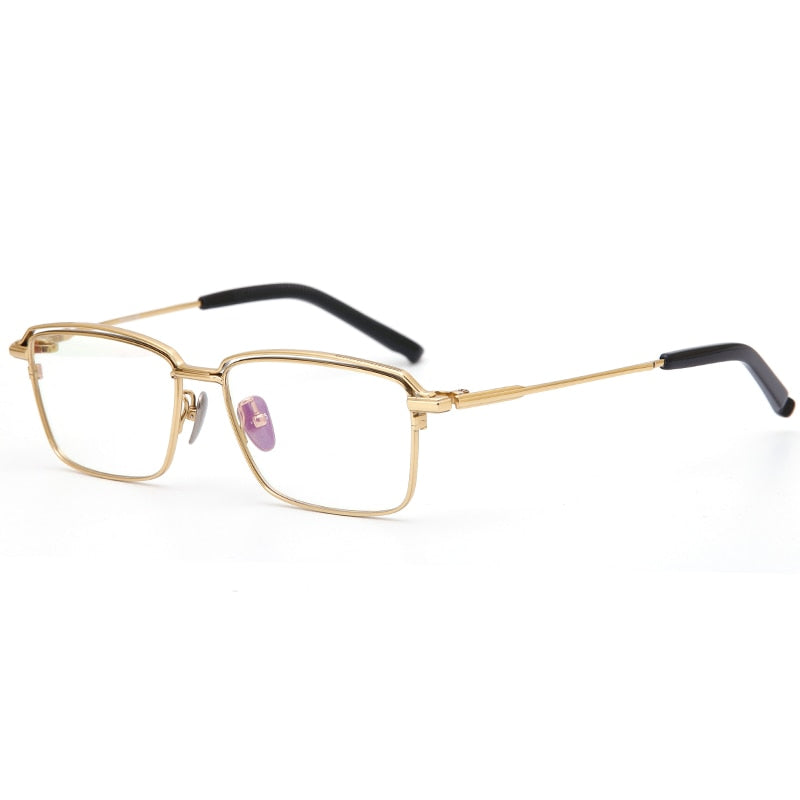 Muzz Unisex Full Rim Square Titanium Eyeglasses T950 Full Rim Muzz Gold  