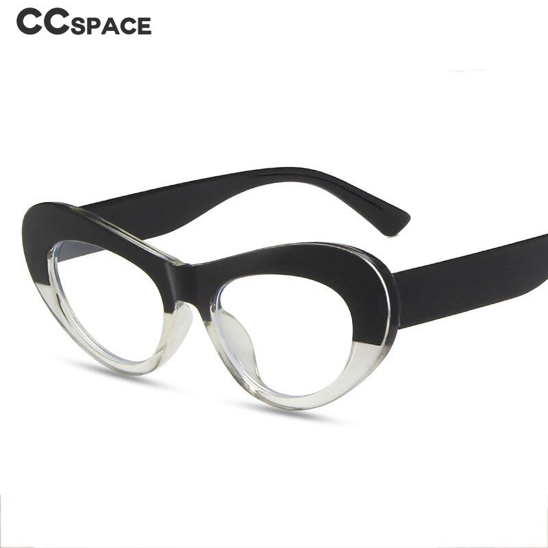 CCspace Women's Full Rim Big Cat Eye Acetate Titanium Eyeglasses 55514 Full Rim CCspace   