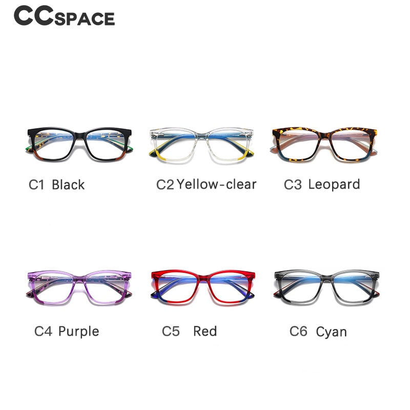 CCspace Youth's Unisex Full Rim Square Tr 90 Titanium Eyeglasses 54523 Full Rim CCspace   