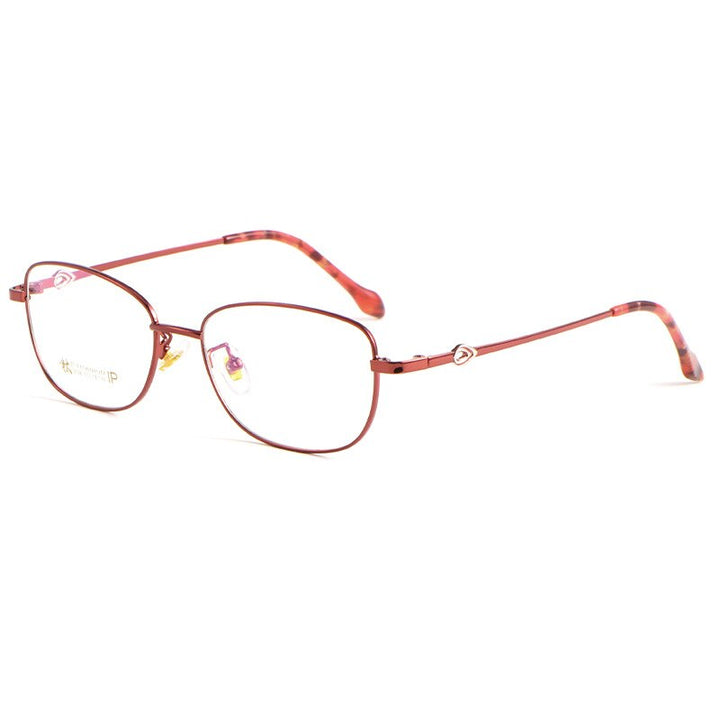 Katkani Women's Full Rim Square Titanium Alloy Eyeglasses 3526x Full Rim KatKani Eyeglasses Wine Red  