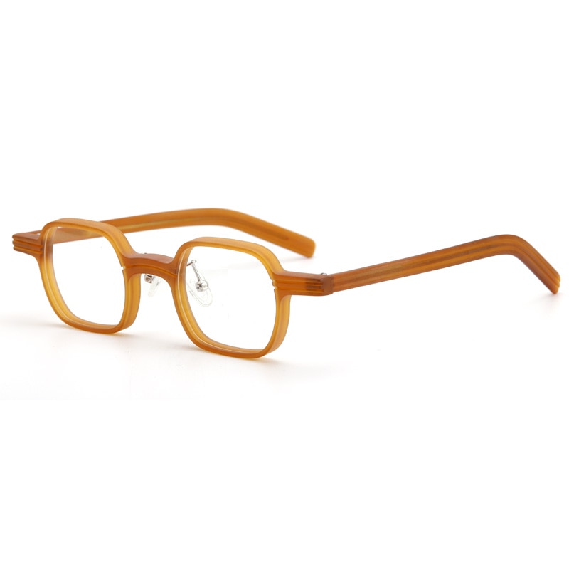 Muzz Unisex Full Rim Polygon Square Acetate Frames Eyeglasses Pes10 Full Rim Muzz Orange  