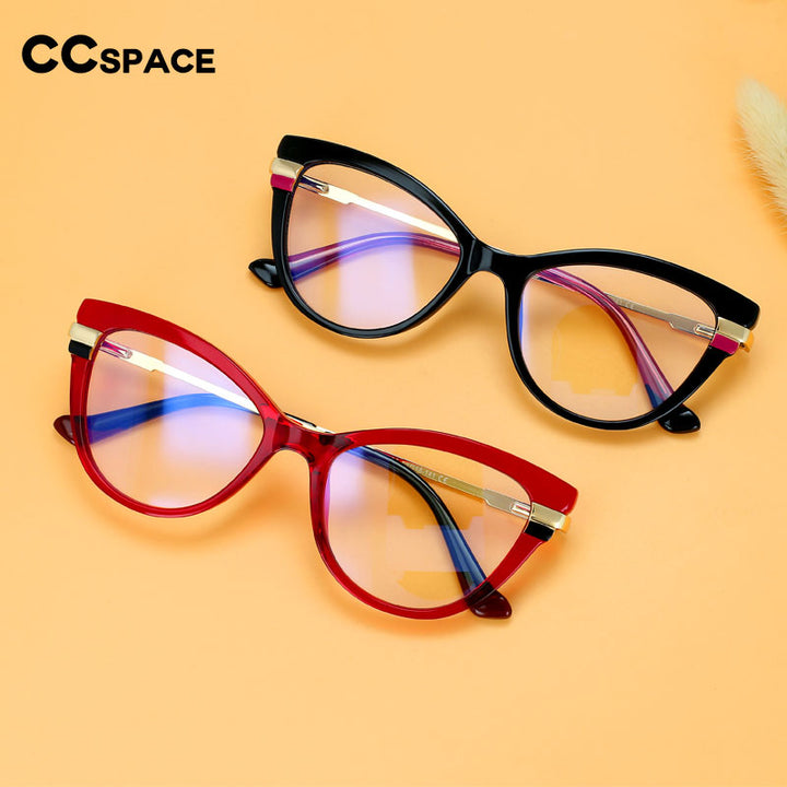 CCSpace Women's Full Rim Square Cat Eye Tr 90 Titanium Eyeglasses 55706 Full Rim CCspace   