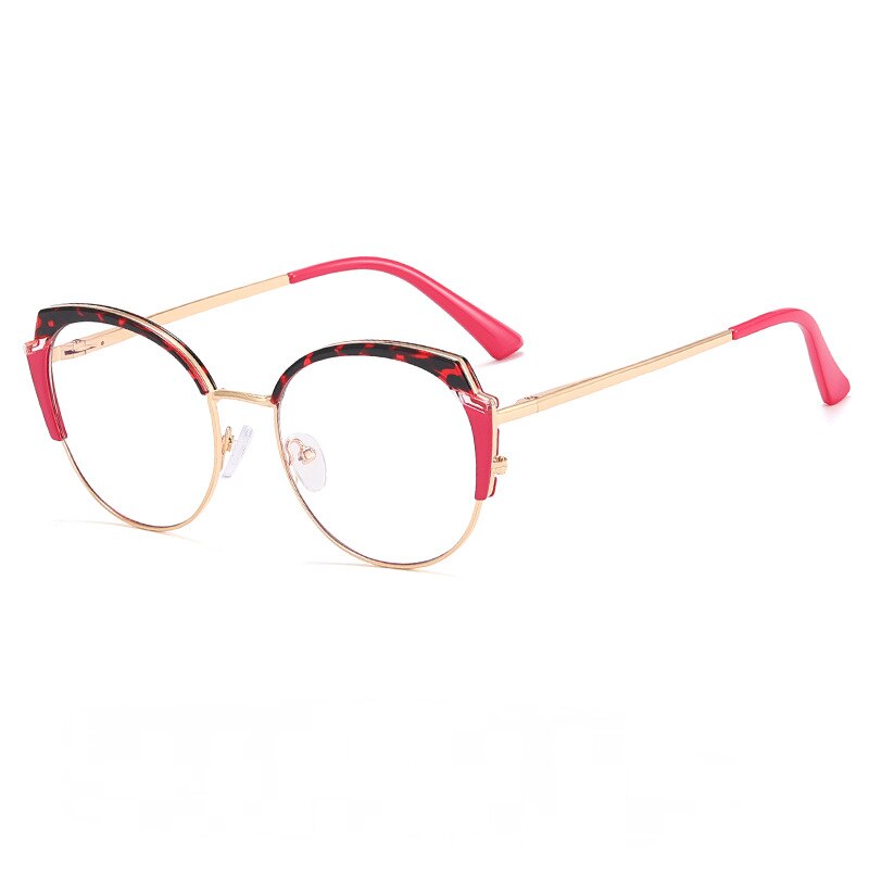 CCspace Women's Full Rim Square Tr 90 Titanium Eyeglasses 55383 Full Rim CCspace China C6RedLeopard 