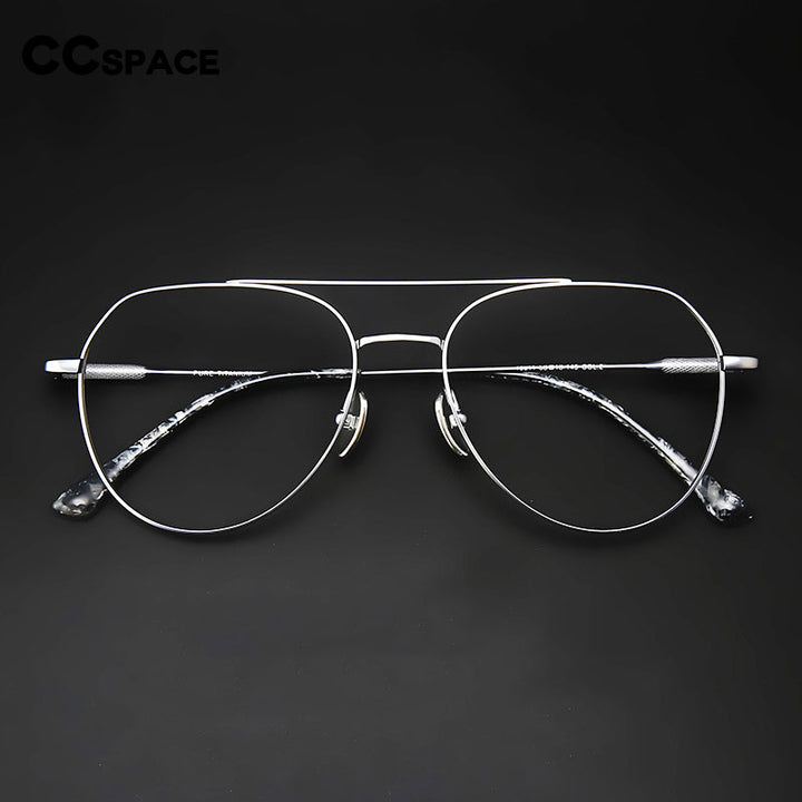 CCSpace Unisex Full Rim Oval Double Bridge Big Titanium Eyeglasses 55642 Full Rim CCspace   