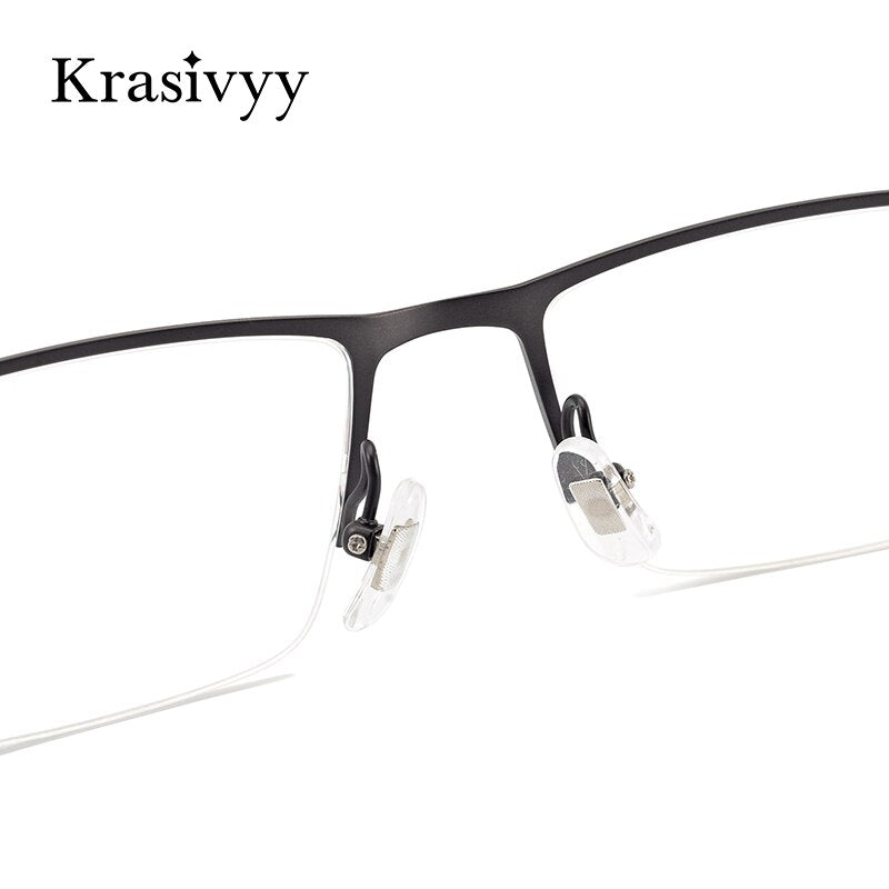Krasivyy Men's Semi Rim Square Titanium Eyeglasses Kr0279 Semi Rim Krasivyy   