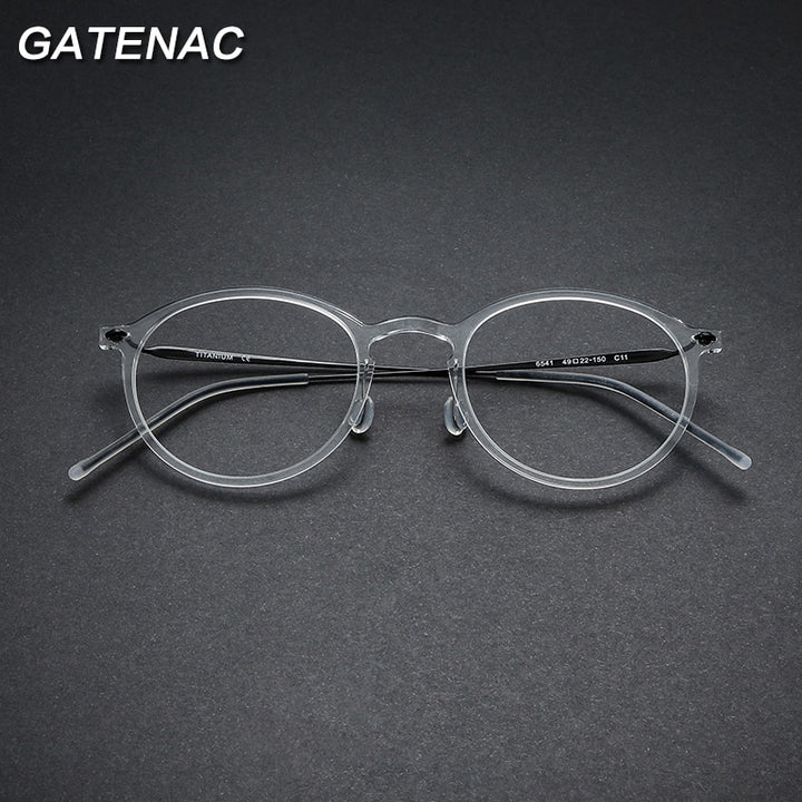 Gatenac Unisex Full Rim Round Titanium Eyeglasses Gxyj955 Full Rim Gatenac   