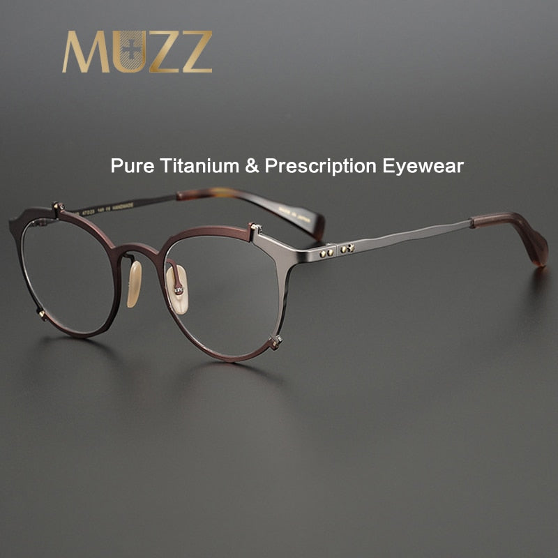 Muzz Women's Full Rim Round Cat Eye Titanium Hand Crafted Frame Eyeglasses Full Rim Muzz   