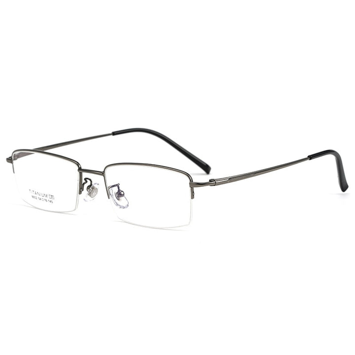 Gmei Men's Semi Rim Square Titanium Eyeglasses 8652f Semi Rim Gmei Optical Grey  