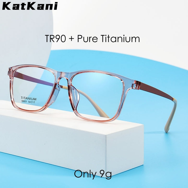 KatKani Unisex Full Rim Square Big Tr 90 Titanium Eyeglasses 99001T Full Rim KatKani Eyeglasses   