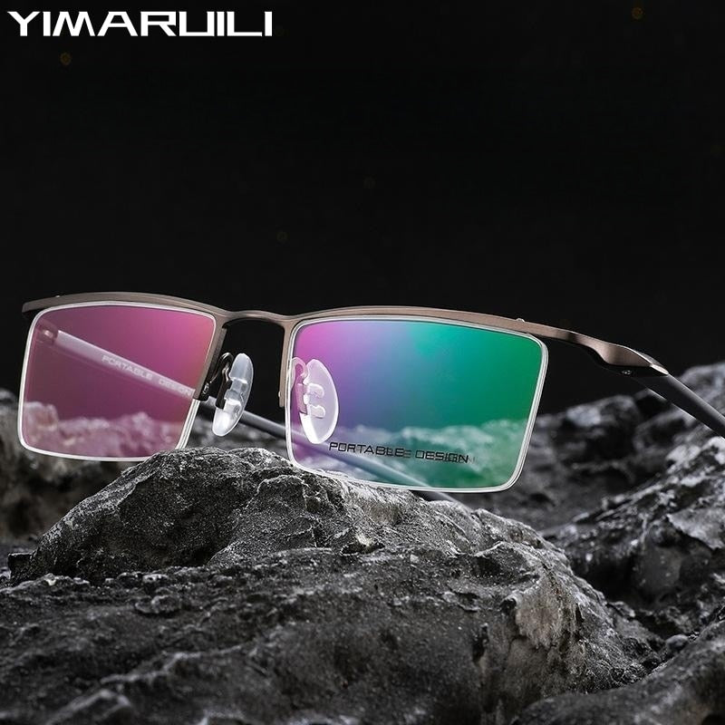 Yimaruili Men's Semi Rim Square Alloy Eyeglasses 8190 Semi Rim Yimaruili Eyeglasses   