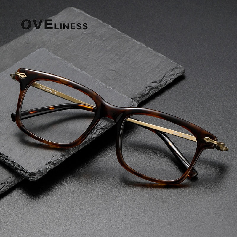 Oveliness Unisex Full Rim Square Acetate Titanium Eyeglasses 80852 Full Rim Oveliness   