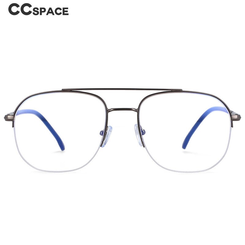 CCspace Women's Semi Rim Round Square Alloy Double Bridge Frame Eyeglasses 54342 Semi Rim CCspace   