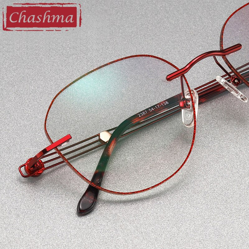 Chashma Women's Rimless Diamond Cut Titanium Round Frame Eyeglasses 2387 Rimless Chashma   