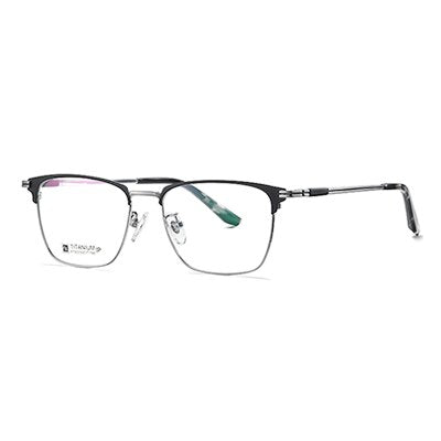 Ralferty Men's Full Rim Square Titanium Eyeglasses Full Rim Ralferty C05 Silver Black China 