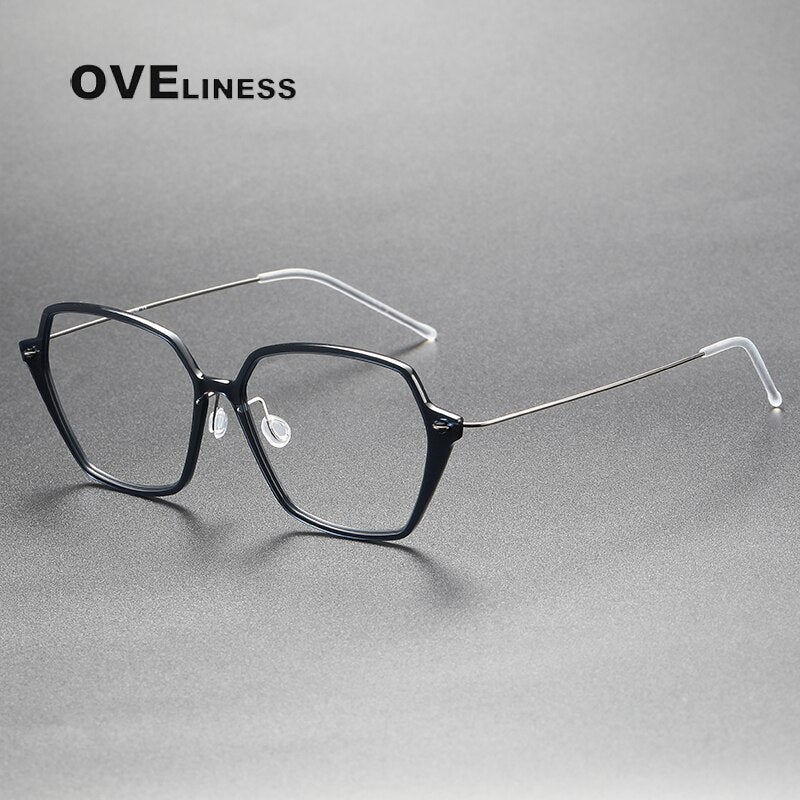 Oveliness Unisex Full Rim Irregular Oval Titanium Acetate Eyeglasses 6621 Full Rim Oveliness dark grey  