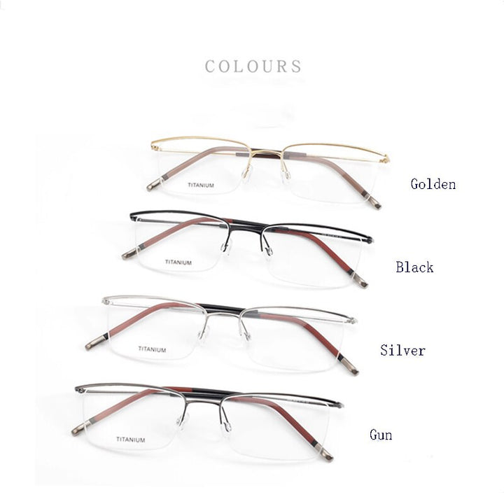 Hdcrafter Men's Semi Rim Square Titanium Eyeglasses 5502 Semi Rim Hdcrafter Eyeglasses   