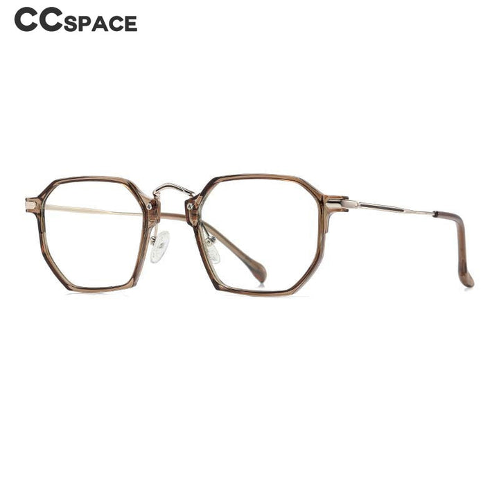 CCspace Unisex Full Rim Polygon Square Tr 90 Titanium Eyeglasses 55031 Full Rim CCspace   