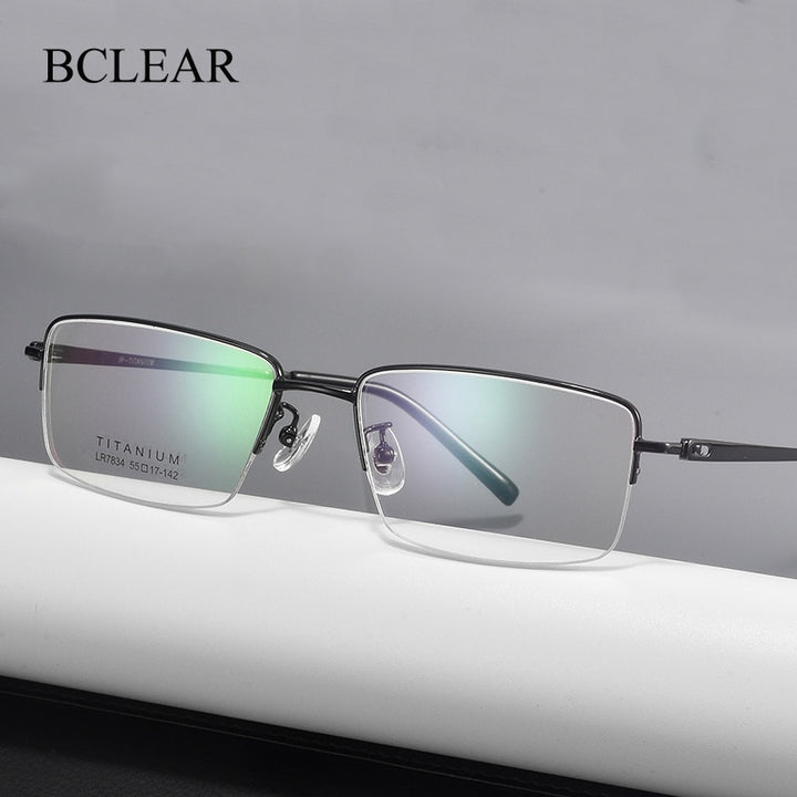 Bclear Unisex Semi Rim Square Titanium Eyeglasses Lb7834 Semi Rim Bclear   