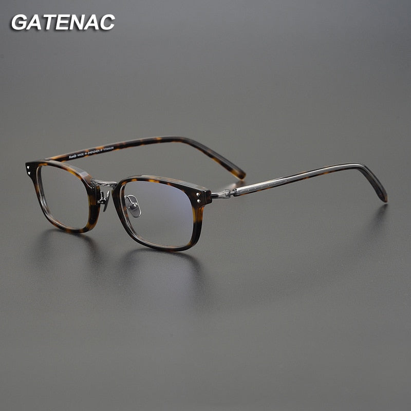 Gatenac Unisex Full Rim Square Acetate Eyeglasses Gxyj1052 Full Rim Gatenac   