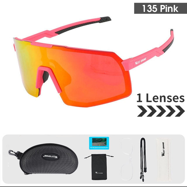 West Biking Unisex Semi Rim Tr 90 Polarized Sport Sunglasses YP0703138 Sunglasses West Biking Polarized Pink 135 CN 3 Lens