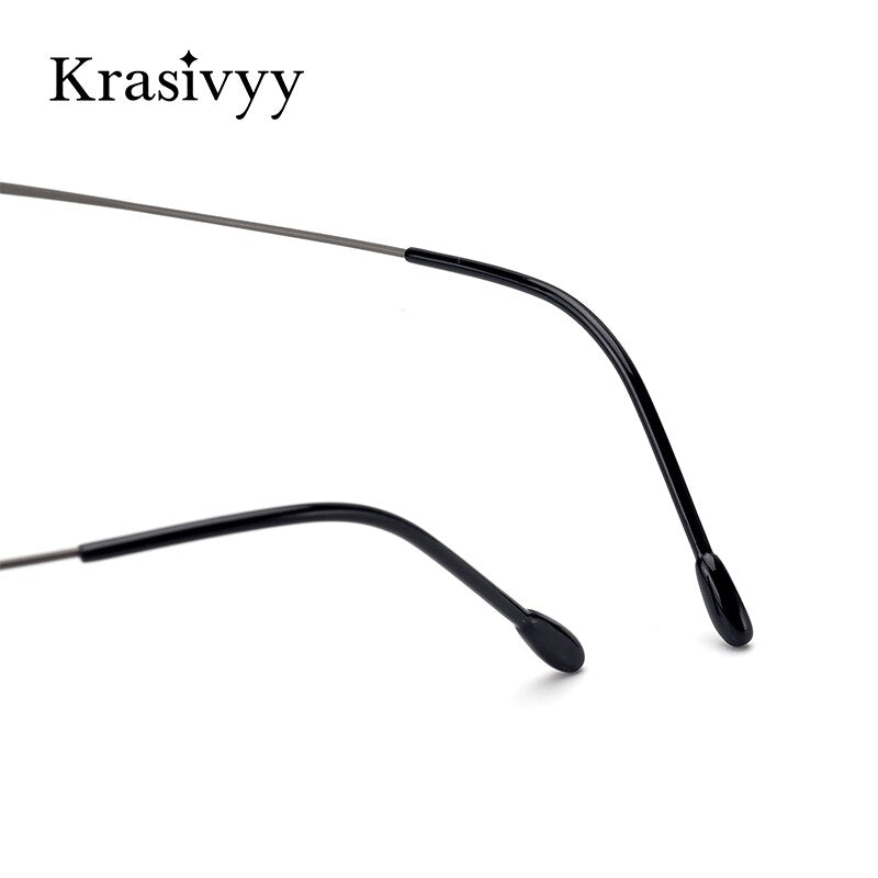 Krasivyy Unisex Rimless Round Flat Top Titanium Eyeglasses Ls05 Rimless Krasivyy   