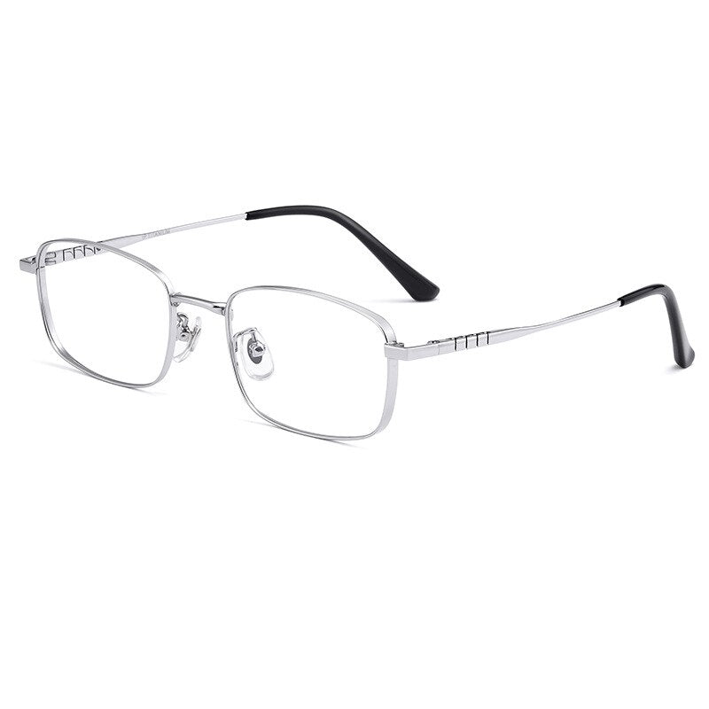 Zirosat Unisex Full Rim Square Titanium Eyeglasses P15303 Full Rim Zirosat silver  