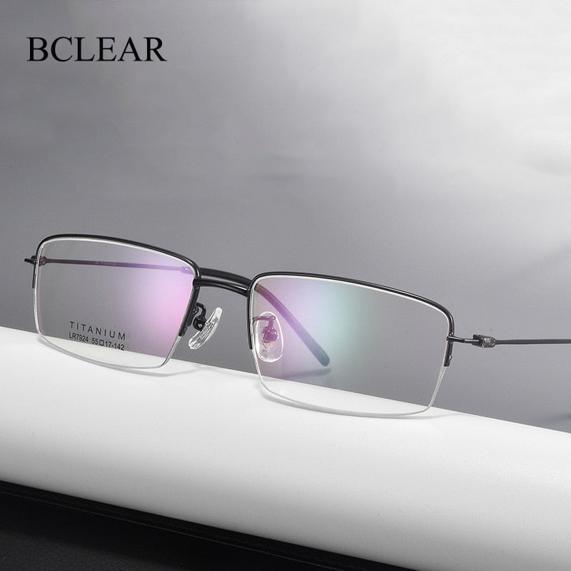 Bclear Unisex Semi Rim Square Titanium Eyeglasses Lb7924 Semi Rim Bclear   