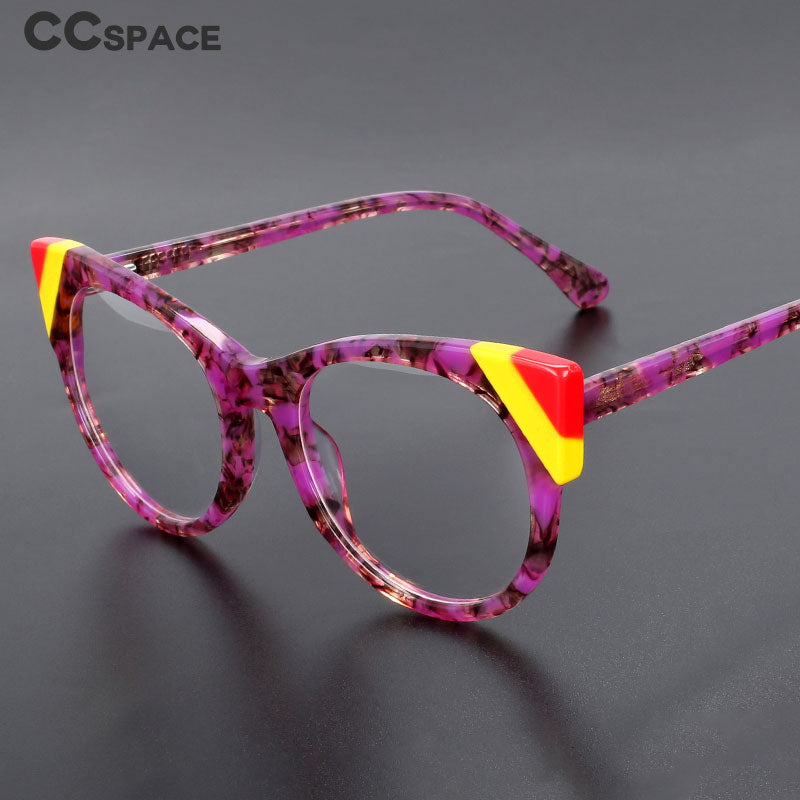 CCSpace Unisex Full Rim Big Round Cat Eye Acetate Eyeglasses 55429 Full Rim CCspace   