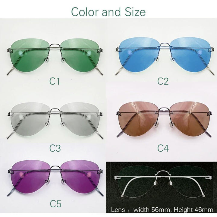 Yujo Unisex Rimless Oval Handcrafted Tinted Lens Stainless Steel Eyeglasses Sunglasses Yujo   