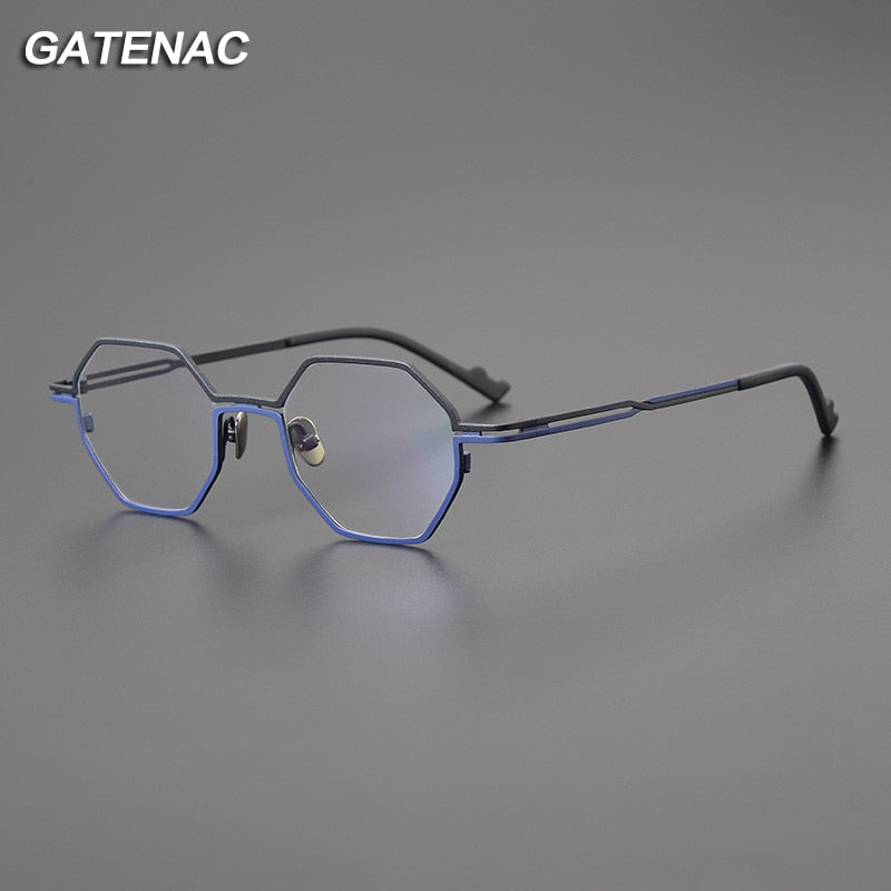 Gatenac Unisex Full Rim Polygon Square Titanium Eyeglasses Gxyj1034 Full Rim Gatenac   
